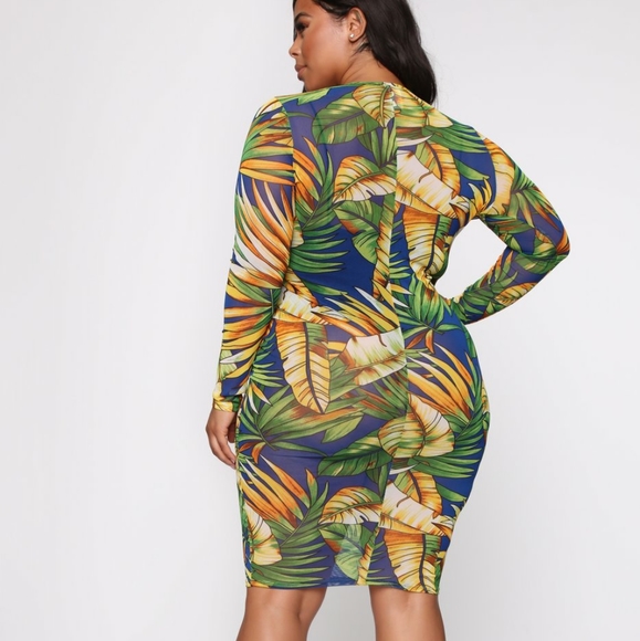 Fashion nova Tropical Print Coverup Dress (M) - Picture 10 of 14